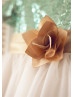 Short Sleeves Mint Sequin Ivory Tulle Floor Length Flower Girl Dress